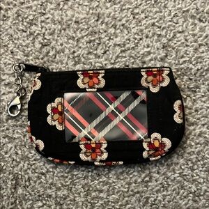 Burberry Black and Red Clutch with Plaid and Floral Design
